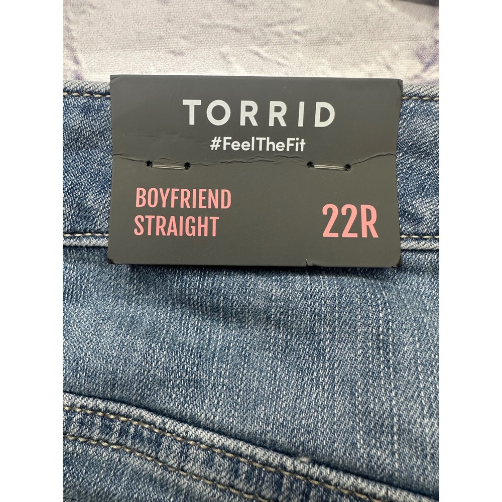 Torrid Women's Plus Size 22 Boyfriend Straight Distressed Denim Jeans - Picture 6 of 9